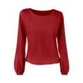 thumbnail image 5 of Tqcoqu Long Sleeve Shirts for Women 2026 Fashion Fall Ruffle Bubble Sleeve Casual Loose Blouses,Red Women's S-XXL, 5 of 5