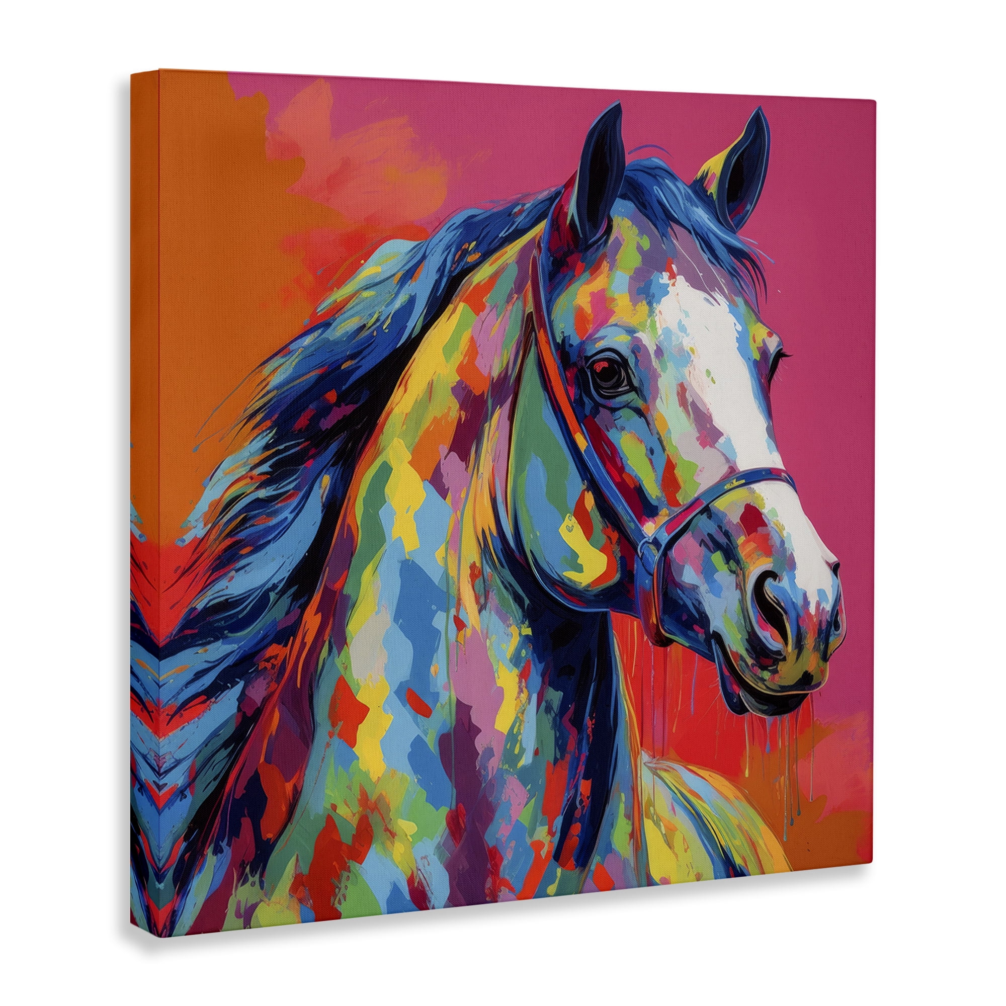 Stupell Industries Abstract Hue Horse Animals & Insects Painting Gallery Wrapped Canvas Art Print Wall Art, 30 x 30