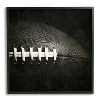 Stupell Industries Football Close Up Photography Sports Photography Black Framed Art Print Wall Art, 17 x 17