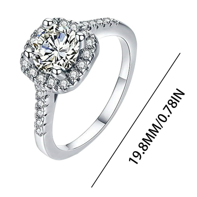 WREESH Luxury Shiny Rhinestone Ring Simulation Gemstone Alloy Ring Jewelry Accessories Personalized Gift Ladies Birthday Valentine's Day Anniversary