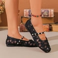 thumbnail image 6 of Miluxas Women's Flower Mesh Ballet Flats Bowknot Square Toe Ballerina Flats Closed Toe Comfortable Casual Work Shoes Black 9(42), 6 of 7