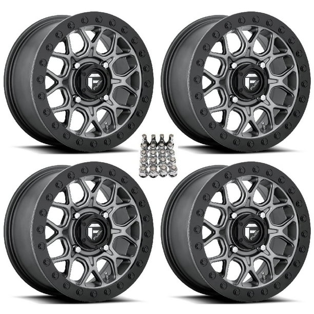 Fuel Tech Beadlock ATV Wheels Gunmetal 15" CanAm Commander Maverick