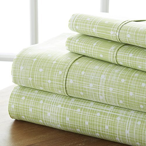 Linen Market 4 Piece Sheet Set Patterned, Queen, Polkadot Moss