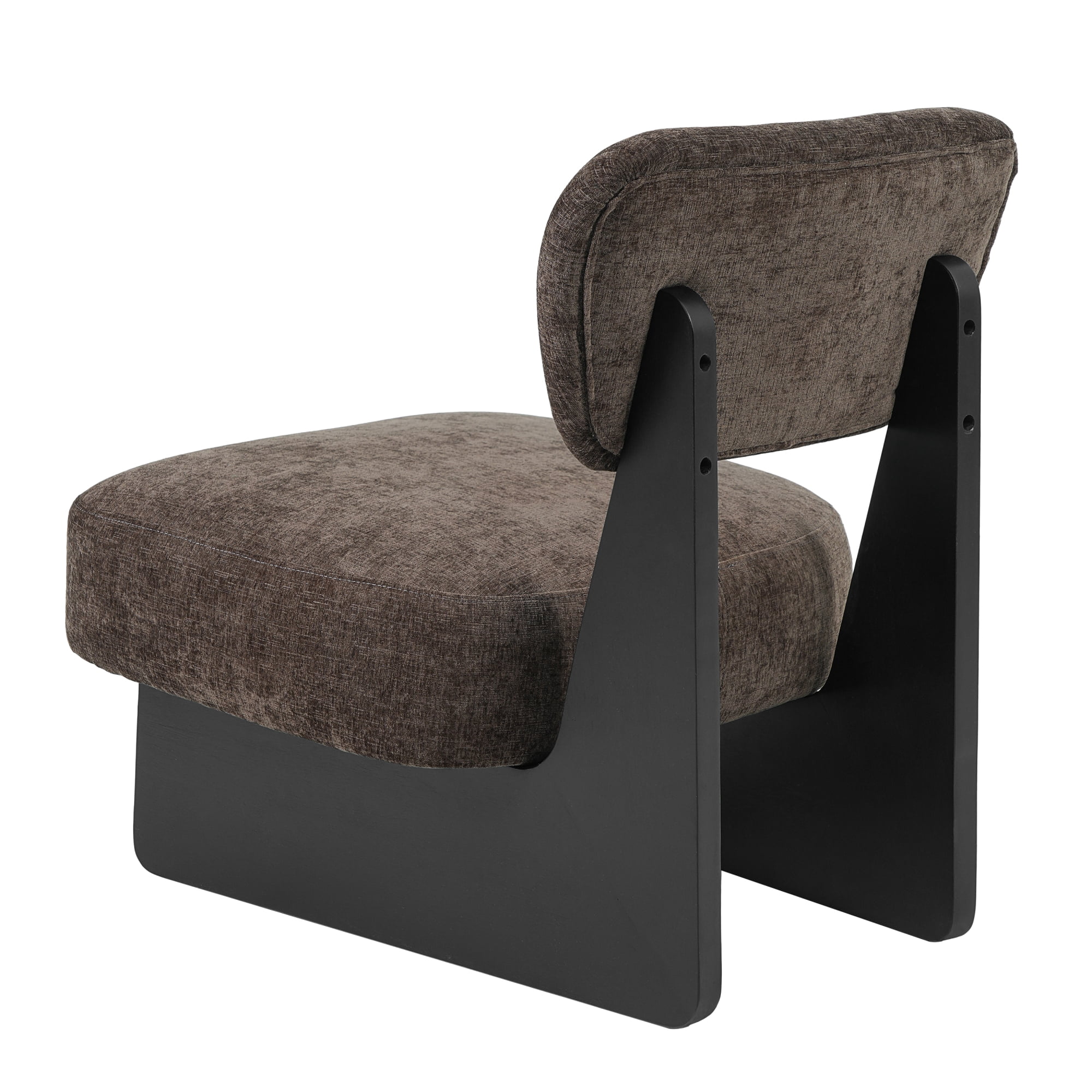 Leumius Set of 2 Modern Lounge Chair with Polyester Upholstery, Sturdy Wood Base With Walnut Finish, Minimalist and Stylish Accent Seating for Living Room Bedroom Office Black+Dark Brown