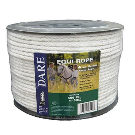 Electric Fence Rope, White, Polyethylene With SS Wire, 5/64