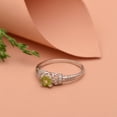 thumbnail image 3 of 5mm Round Shape Natural Peridot 925 Sterling Silver Blossom Design Valentines Day Gifts Ring, 3 of 6
