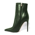 thumbnail image 2 of YDN Women Sexy Pointed Toe Booties Stiletto High Heels Ankle Boots Side Zipper Basic Winter Shoes Size 7 Dark Green, 2 of 6