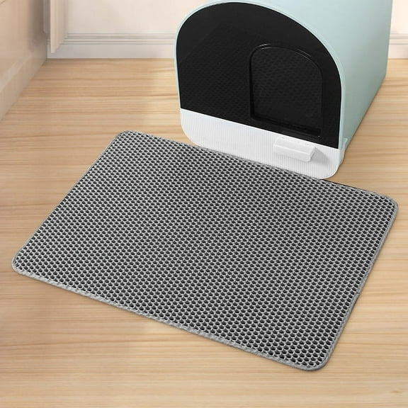 Cat Litter Mat Double Layer Waterproof Urine Proof Trapping Mat, Dark Gray, 24x18 Inch