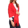 thumbnail image 4 of Sakkas Iris Warm Super Soft Pashmina Shawl / Scarf with Fringes - Red - One Size Regular, 4 of 5