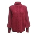 thumbnail image 4 of MaFYtyTPR Winter Sweaters for Women 2025 Women's Casual Solid Long Sleeve Thick Knit Pullover Crewneck Sweater Tops Red L, 4 of 5