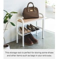 thumbnail image 2 of Yamazaki Home Shoe Organizer and Bench, White, Steel + Wood,  Holds 4 pairs of shoes, No Assembly, 2 of 7