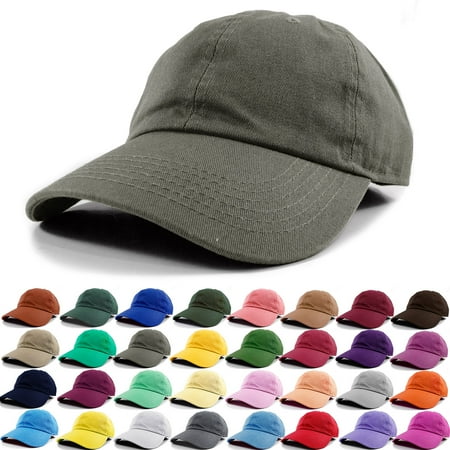 Polo Style Baseball Cap Ball Dad Hat Adjustable Plain Solid Washed Cotton Mens Womens Olive