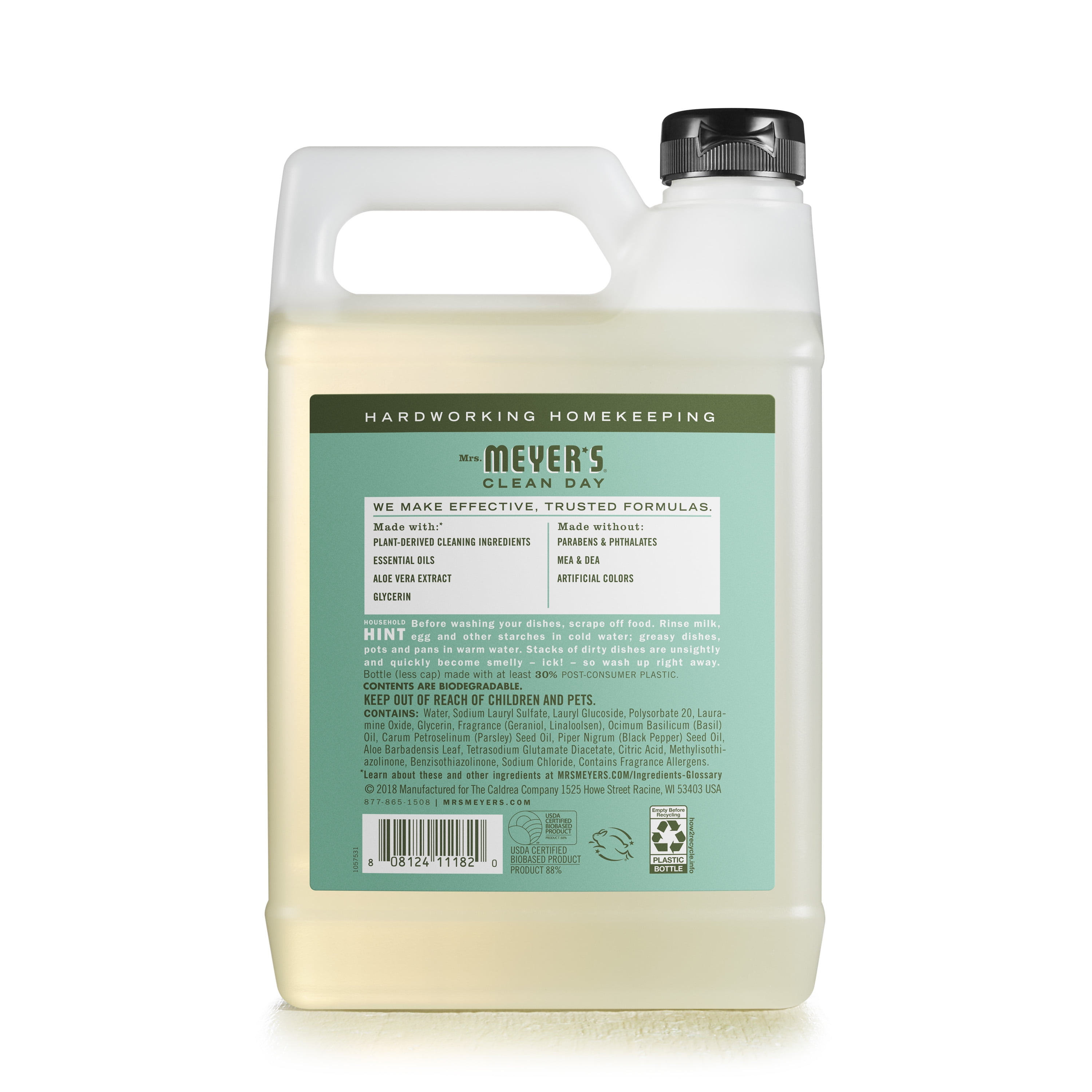 Mrs. Meyer's Clean Day Liquid Dish Soap Refill, Basil Scent, 48 Ounce, 3 Count