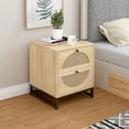 thumbnail image 1 of Rattan Nightstand with 2 Drawers, Wood End Table Side Table for Living Room Bedroom, 1 of 7