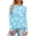 thumbnail image 4 of Cutuoiiu Women's Casual Crewneck Long Sleeve Floral Printed Stylish Prints Tunic Tops Gifts, 4 of 6