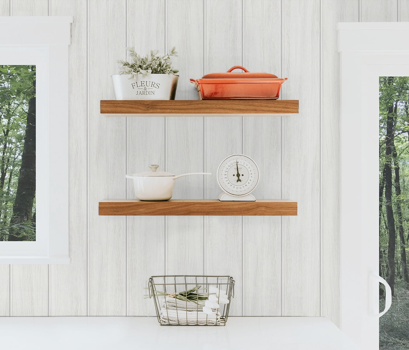 NextWall Alabaster Wood Panel Peel and Stick Wallpaper