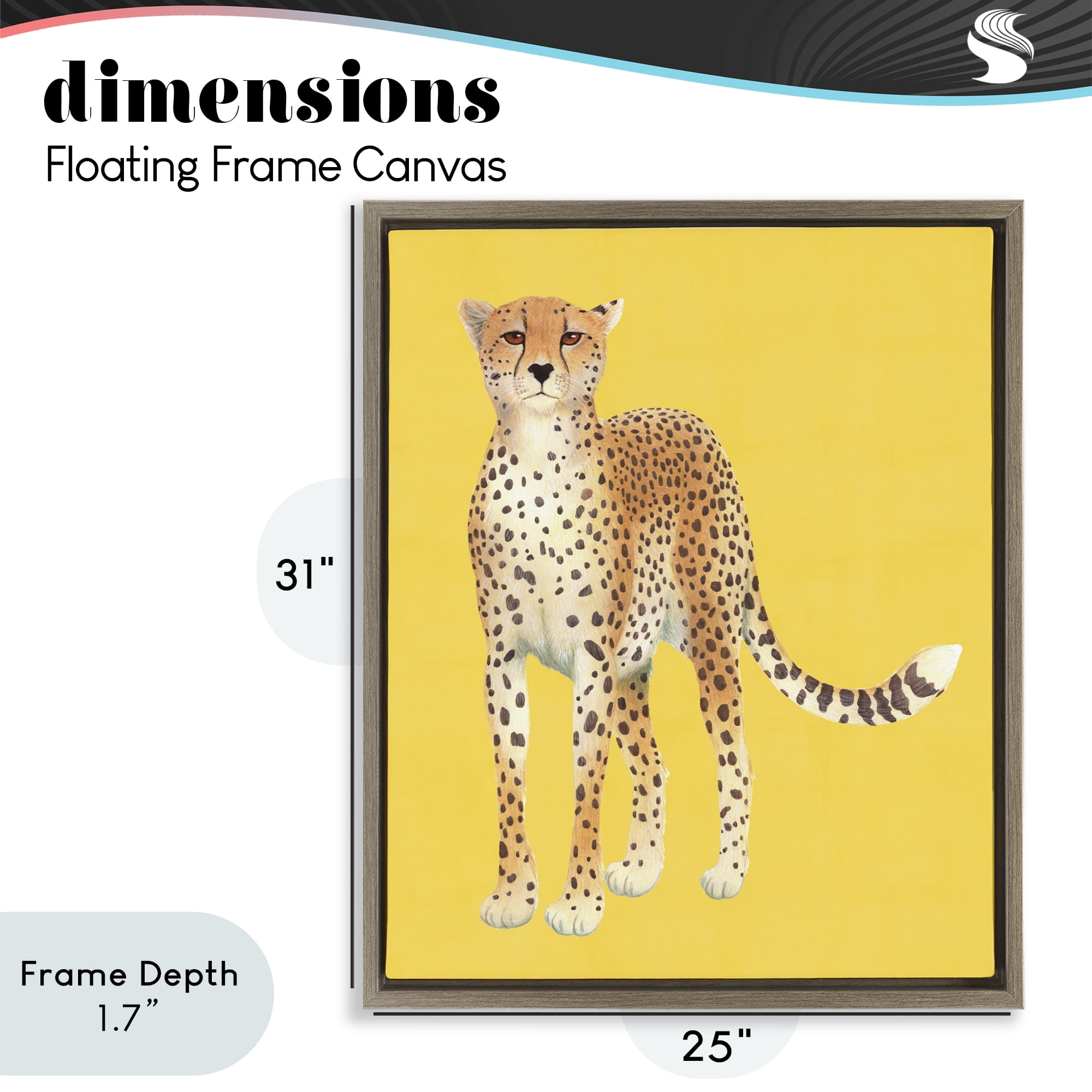 Stupell Industries Exotic Cheetah over Yellow Brown Framed Floater Canvas Wall Art, design by Karolina Sato