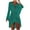 Green, variant on Women's Summer Trumpet Long Sleeve Deep V Neck Hollow Out Knitted Cover Up Beach Dress Swimwear Tie Waist Hi-Lo Dress
