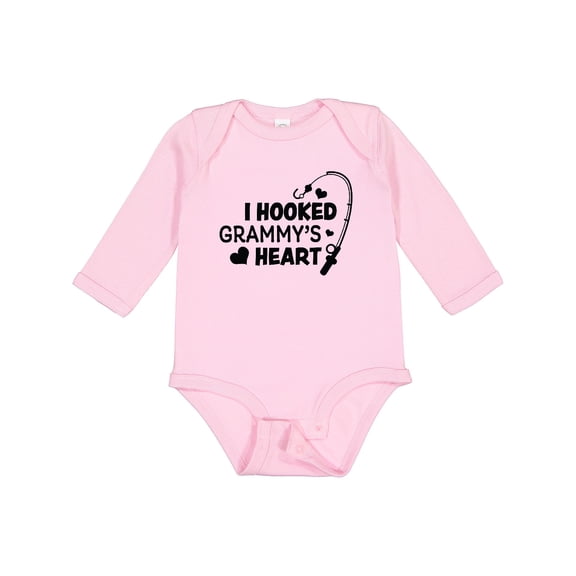 Inktastic I Hooked Grammy's Heart with Fishing Rod Boys or Girls Long Sleeve Baby Bodysuit