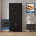 thumbnail image 4 of Garvee 71" Armoire Wardrobe Closet, Modern Wooden Bedroom Armoire with 2 Drawers & 2 Doors and Adjustable Shelves，Clothing Storag, 4 of 8