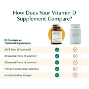 AlgaeCal D3 Complete - Vitamin D3 1000 IU and K2 with A, D, E & K Vitamins for Immune Support, 60 Softgels