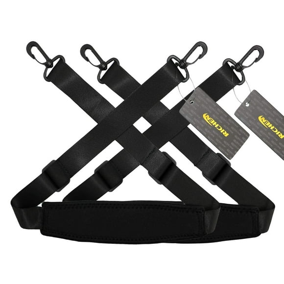 RICHEN Replacement Shoulder Strap Adjustable Luggage/Laptop/Camera Bag Strap with Swivel Hook,Pack of 2,Black