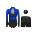 thumbnail image 2 of TSSOE Gymnastics Leotard for Girls Long Sleeve Sparkly Dance Biketard Bodysuit with Shorts Hairband Ballet Tumbling Outfit Blue 12, 2 of 3