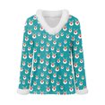 thumbnail image 6 of adviicd Women Christmas Tops Faux Fur Trim Long Sleeve Sweatshirt V Neck Graphic Holiday Shirts Fun Dressy Pullover Top (Mint Green, M), 6 of 7