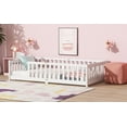 thumbnail image 6 of Twin Size Floor Bed with Fence without Door, Rubber Wood Floor Bed with Safety Guardrails,White, 6 of 8