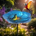 thumbnail image 2 of FEOLGEHLY 25.6Inch Metal Bird Bath for Outside, Flower Pattern Bird Bath Feeders with Metal Stake for Garden Yard Lawn Home Decor, Bee Watering Station for Garden Metal Bee Water Feeder, Blue, 2 of 5