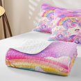 thumbnail image 4 of Manfei Watercolor Cute Unicorn Twin Quilt Set,Floral Rainbow Cloud Twin Coverlet Set,Pink Purple Multicolor,2-Piece, 4 of 7