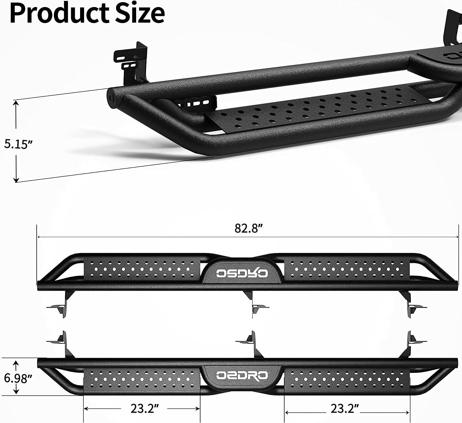 RVNI Running Boards for 2009-2018 Dodge Ram Crew Cab 1500/2010-2024 2500/3500 6in Side Step Rail Drop Nerf Bars Two-Stair