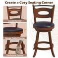 thumbnail image 6 of Costway 24" Height Set of 2 Bar Stools 360° Swivel Dining Chairs Solid Rubber Wood Leather Padded Seat, 6 of 10
