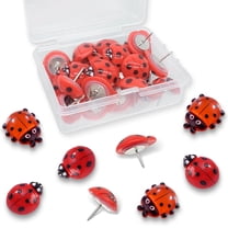 Cute Critter Ladybug Decorative Fun Push Pins, Resin & Metal Animal Thumb Tacks for Cork Boards, 30 Pcs