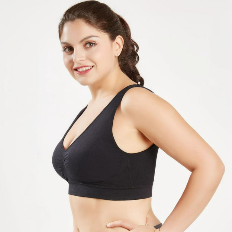 Women Plus Size Solid Color Wire-Free Sport Bra with Pads 2XL 3XL 4XL(US  size) 