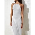 thumbnail image 4 of EDOLYNSA 2025 Kintted Cover Up Beach Sexy Halter Sleeveless See Through Maxi Slit Bodycon Summer Dress Bikinis Cover-ups Elegant Halter Beachdress, 4 of 8