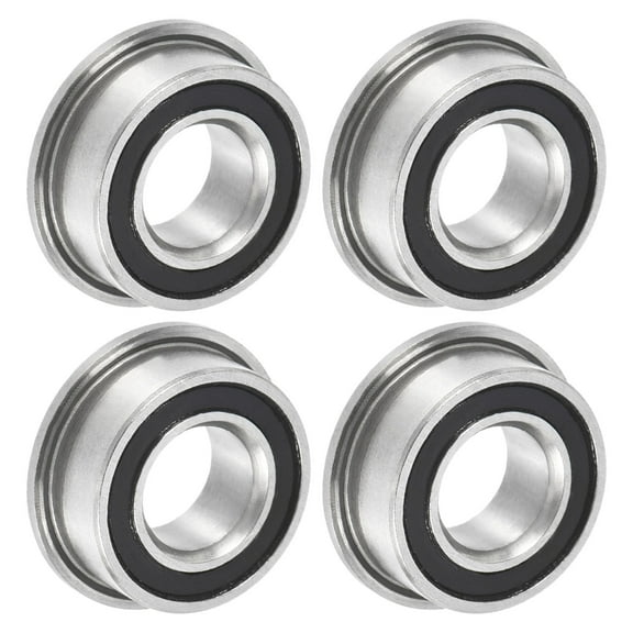 MF105-2RS Miniature Flanged Ball Bearing 5x10x4mm Double Sealed Chrome Steel Flange Bearings, 4 Packs