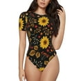 thumbnail image 1 of Fotbe Fall Sunflowers Leaves Body de Mujer con Cuello Redondo y Mangas Cortas, Sin Mangas Ajustado, Suave, Cómodo y Básico-Medium, 1 of 7