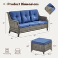 thumbnail image 2 of POCASSY Wicker Outdoor Couch with Ottoman, Gray Wicker Sofa Outdoor Furniture Deep Seat with All Weather Rattan and Olefin Cushion for Balcony, Backyard, Porch, Brown/Blue, 2 of 9