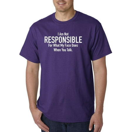 Trendy USA 1225 - Unisex T-Shirt Not Responsible For My Face When You Talk XL Purple
