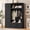 Black, variant on T-Foyer Farmhouse White Hall Tree with 4 Hooks, Bench & Cabinets, Wooden Rustic Entryway Organizer with Open Storage & 2 Drawers
