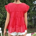 thumbnail image 5 of Womens Tops Round Neck Lace Crochet Tshirt Top Casual Loose Short Sleeve Flowy Tunic Blouses Shirts, 5 of 5