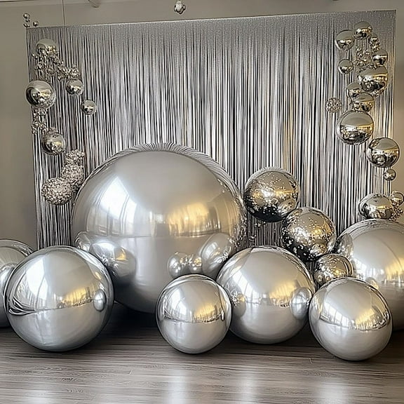 BalsaCircle 2 Pieces Large Round Metallic Silver 43" Mylar Foil Plain Balloons Wedding Party Decorations