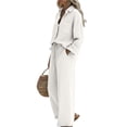 thumbnail image 3 of Bbyeadc Two Piece Linen Sets for Women Long Sleeve Collared Button Down Shirt Drawstring Wide Leg Pants Everyday Travel Sets,White (L), 3 of 5