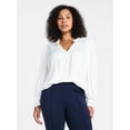 thumbnail image 2 of Time and Tru Women's Soft Ruched Yoke Blouse with Long Sleeves, Sizes XS-XXXL, 2 of 6