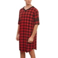 thumbnail image 2 of Ekouaer Nightshirt for Men Comfy Nightwear Big&Tall V Neck Short Sleeve Soft Loose Pajama Sleep Shirt, 2 of 6