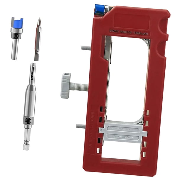 Bisagra de puertas Bisagra Mortiser Versátil Plantilla de enrutador del kit de instalación para el accesorio de muebles de carpintería práctico Rojo