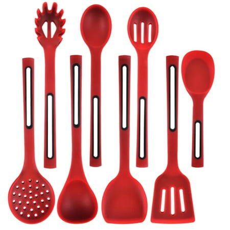 

Silicone Kitchenware Non-Stick Kitchen Cooking Utensils Lightweight Design Coated Pan Pot Safe Kitchen Gadgets Red 1 Slotted Spatula