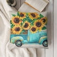 thumbnail image 3 of JRXY Blue Pickup Truck Yellow Sunflowers Summer Fall Autumn Home Sofa Chair Bed Decoration Lumbar Pillowcase Decorative Throw Pillow Cover Case 24x24in, 3 of 5