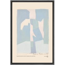 PixonSign Framed Canvas Print Wall Art Serge Poliakoff Blue Pastel Blocks Abstract Shapes Illustrations Fine Art Decorative Minimalist Relax/Calm for Living Room, Bedroom, Office - 16"x24" Black